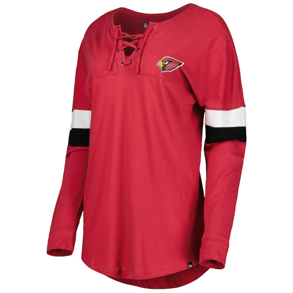 Arizona Cardinals New Era Women's Athletic Varsity Lace-Up Lightweight Long Sleeve T-Shirt - Cardinal - NFL