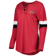 Arizona Cardinals New Era Women's Athletic Varsity Lace-Up Lightweight Long Sleeve T-Shirt - Cardinal - NFL