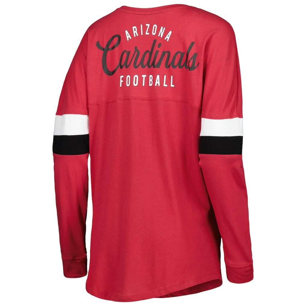 Arizona Cardinals New Era Women's Athletic Varsity Lace-Up Lightweight Long Sleeve T-Shirt - Cardinal - NFL