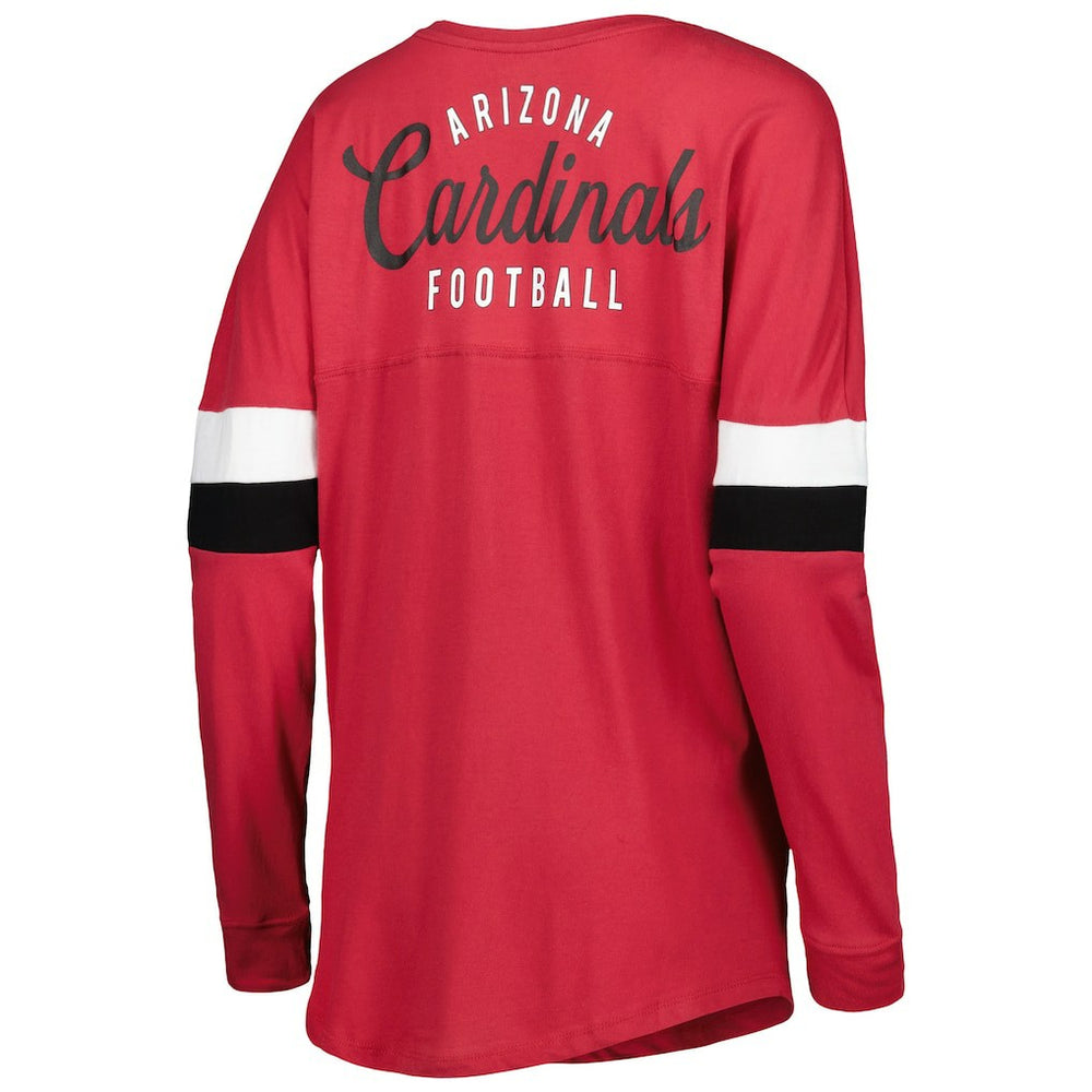 Arizona Cardinals New Era Women's Athletic Varsity Lace-Up Lightweight Long Sleeve T-Shirt - Cardinal - NFL