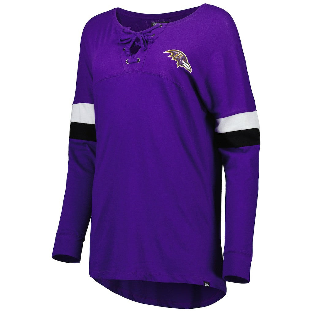 Baltimore Ravens New Era Women's Athletic Varsity Lace-Up Lightweight Long Sleeve T-Shirt - Purple - NFL