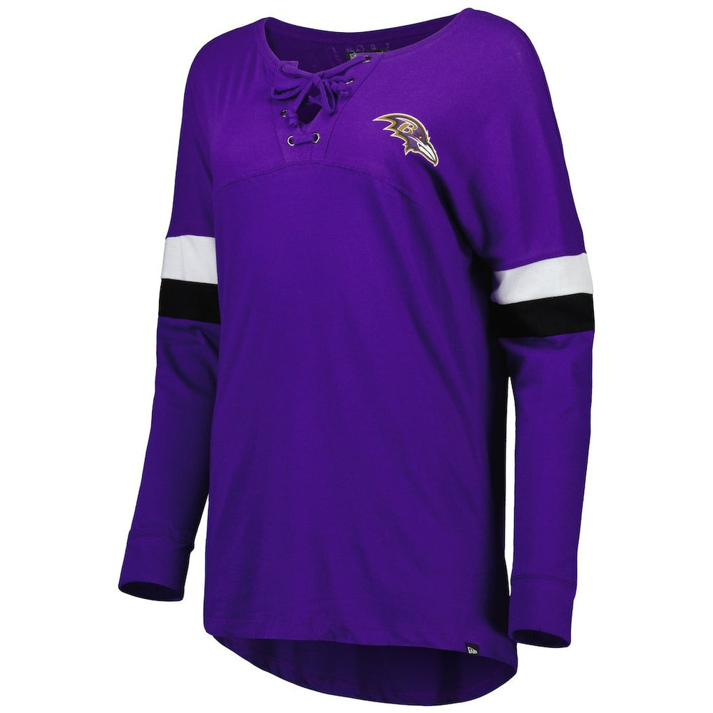 Baltimore Ravens New Era Women's Athletic Varsity Lace-Up Lightweight Long Sleeve T-Shirt - Purple - NFL