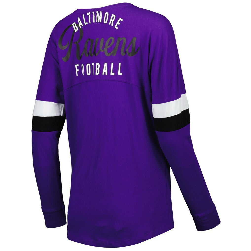 Baltimore Ravens New Era Women's Athletic Varsity Lace-Up Lightweight Long Sleeve T-Shirt - Purple - NFL
