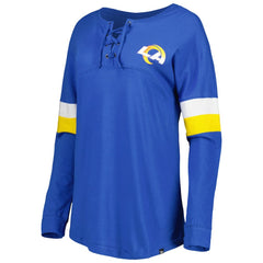 Los Angeles Rams New Era Women's Athletic Varsity Lace-Up Lightweight Long Sleeve T-Shirt - Royal - NFL