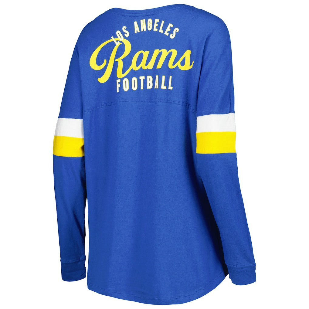 Los Angeles Rams New Era Women's Athletic Varsity Lace-Up Lightweight Long Sleeve T-Shirt - Royal - NFL