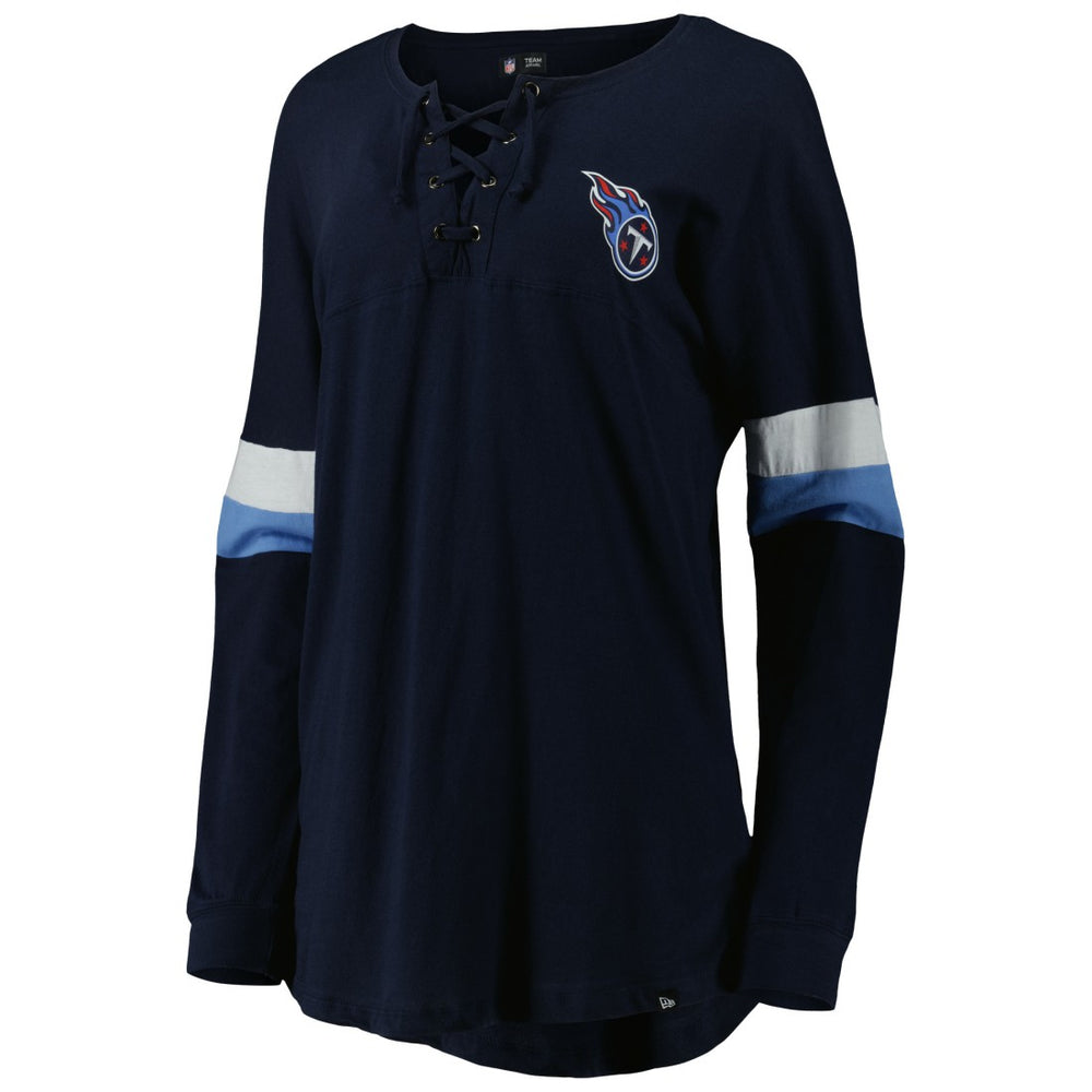 Tennessee Titans New Era Women's Athletic Varsity Lace-Up Lightweight Long Sleeve T-Shirt - Navy - NFL