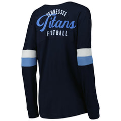 Tennessee Titans New Era Women's Athletic Varsity Lace-Up Lightweight Long Sleeve T-Shirt - Navy - NFL