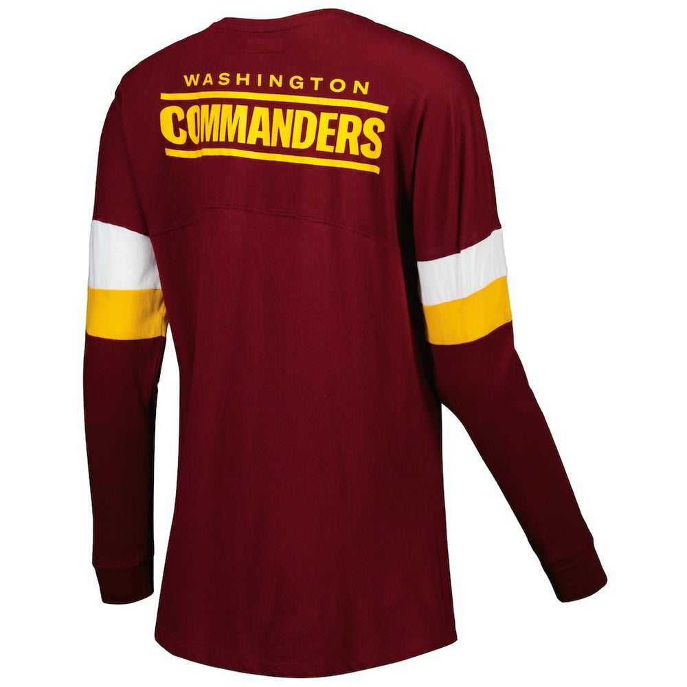 Washington Commanders New Era Women's Athletic Varsity Lace-Up Lightweight Long Sleeve T-Shirt - Burgundy - NFL