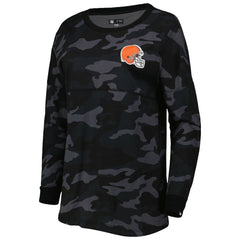 Cleveland Browns New Era Women's Camo Long Sleeve T-Shirt - Black - NFL