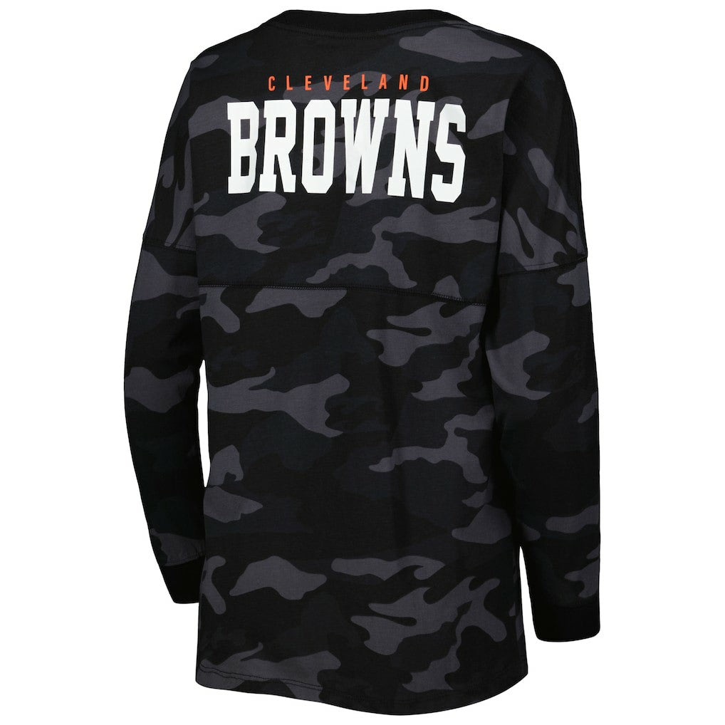 Cleveland Browns New Era Women's Camo Long Sleeve T-Shirt - Black - NFL