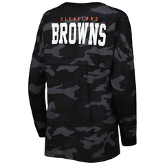 Cleveland Browns New Era Women's Camo Long Sleeve T-Shirt - Black - NFL