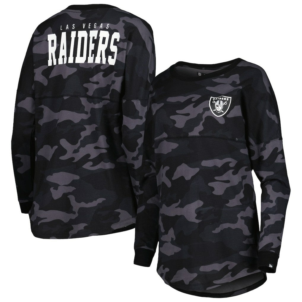 Las Vegas Raiders New Era Women's Camo Long Sleeve T-Shirt - Black - NFL