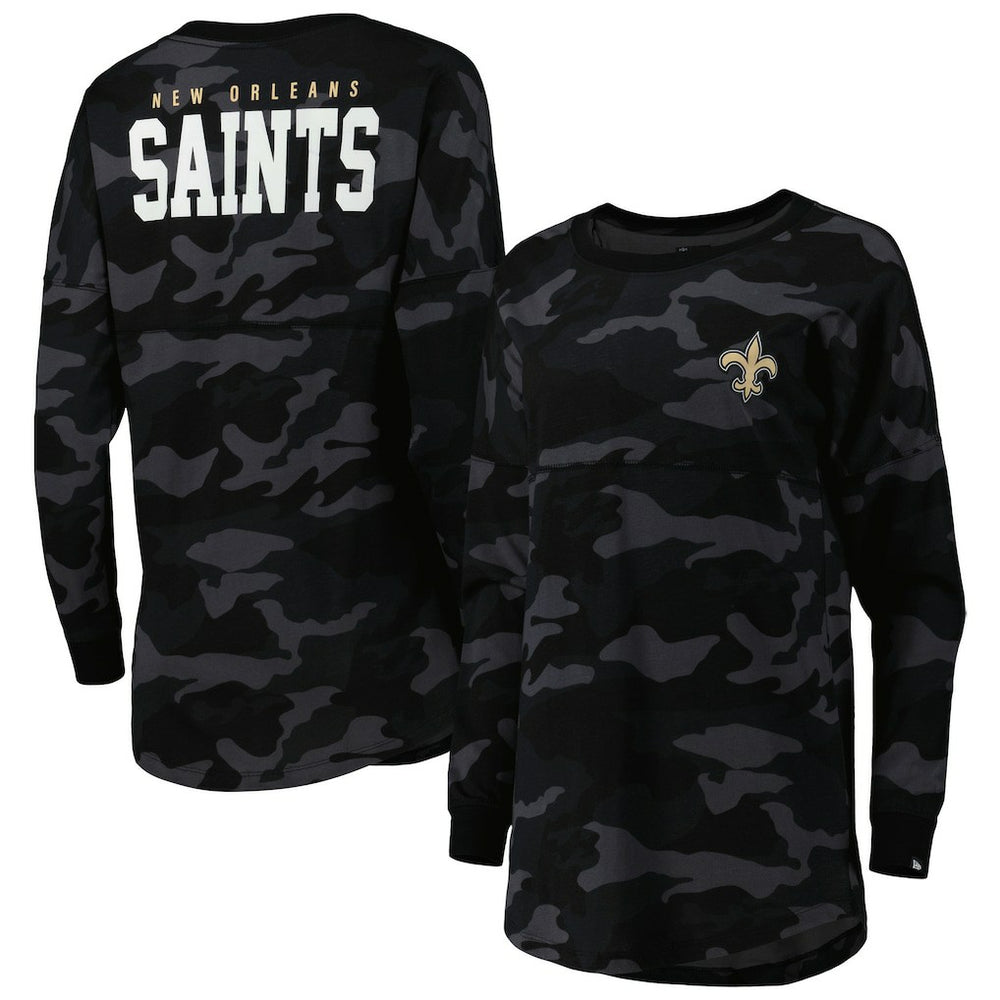 New Orleans Saints New Era Women's Camo Long Sleeve T-Shirt - Black - NFL