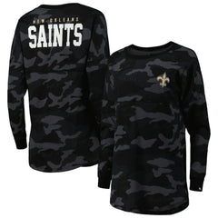 New Orleans Saints New Era Women's Camo Long Sleeve T-Shirt - Black - NFL