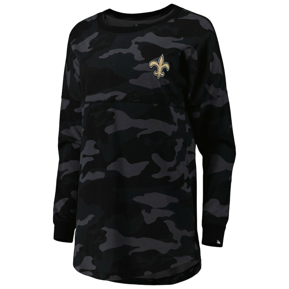 New Orleans Saints New Era Women's Camo Long Sleeve T-Shirt - Black - NFL