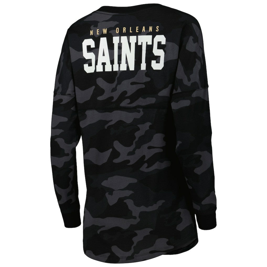 New Orleans Saints New Era Women's Camo Long Sleeve T-Shirt - Black - NFL