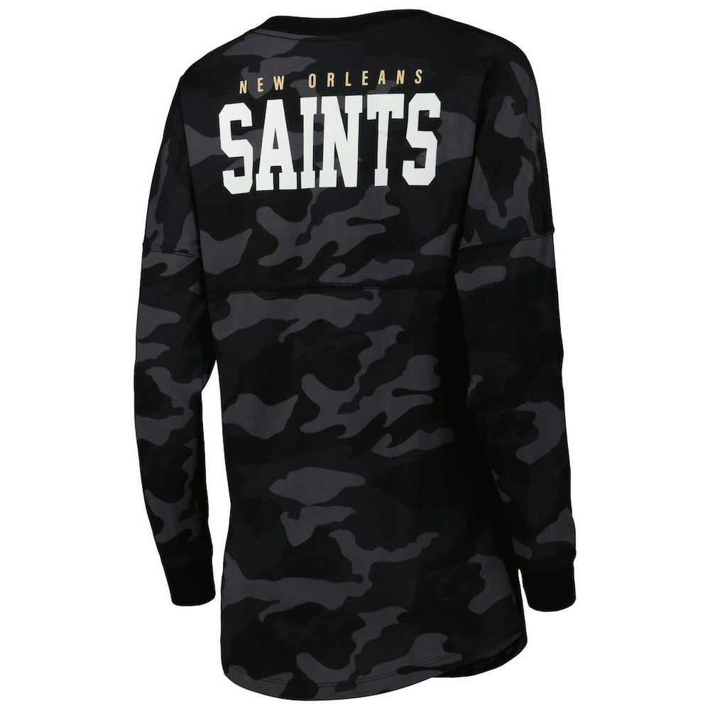New Orleans Saints New Era Women's Camo Long Sleeve T-Shirt - Black - NFL