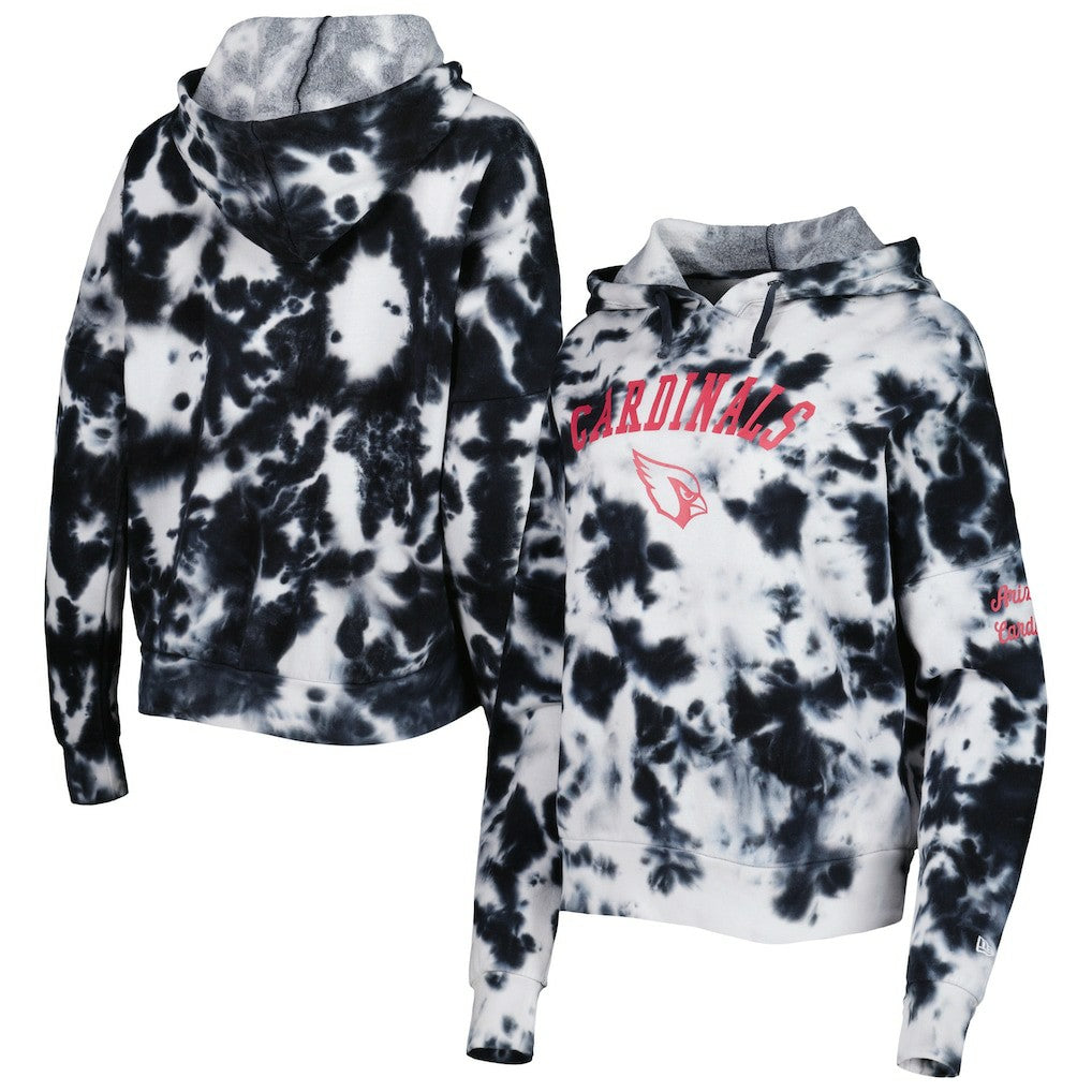 Arizona Cardinals New Era Women's Cloud Dye Fleece Pullover Hoodie - Black - NFL