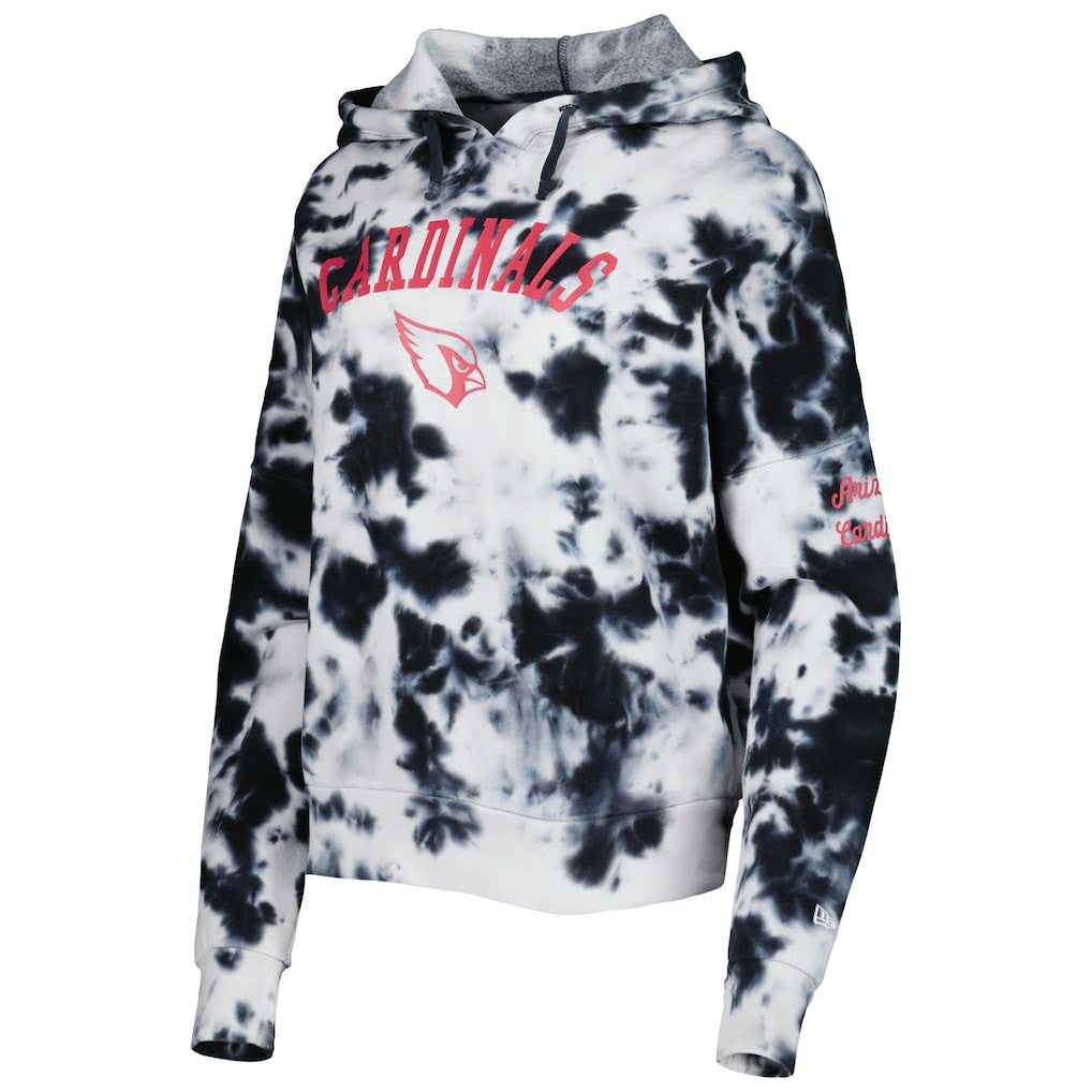 Arizona Cardinals New Era Women's Cloud Dye Fleece Pullover Hoodie - Black - NFL