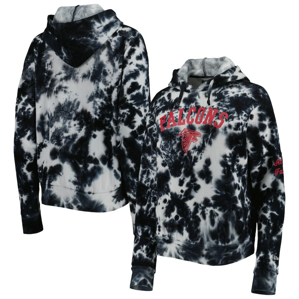 Atlanta Falcons New Era Women's Cloud Dye Fleece Pullover Hoodie - Black - NFL
