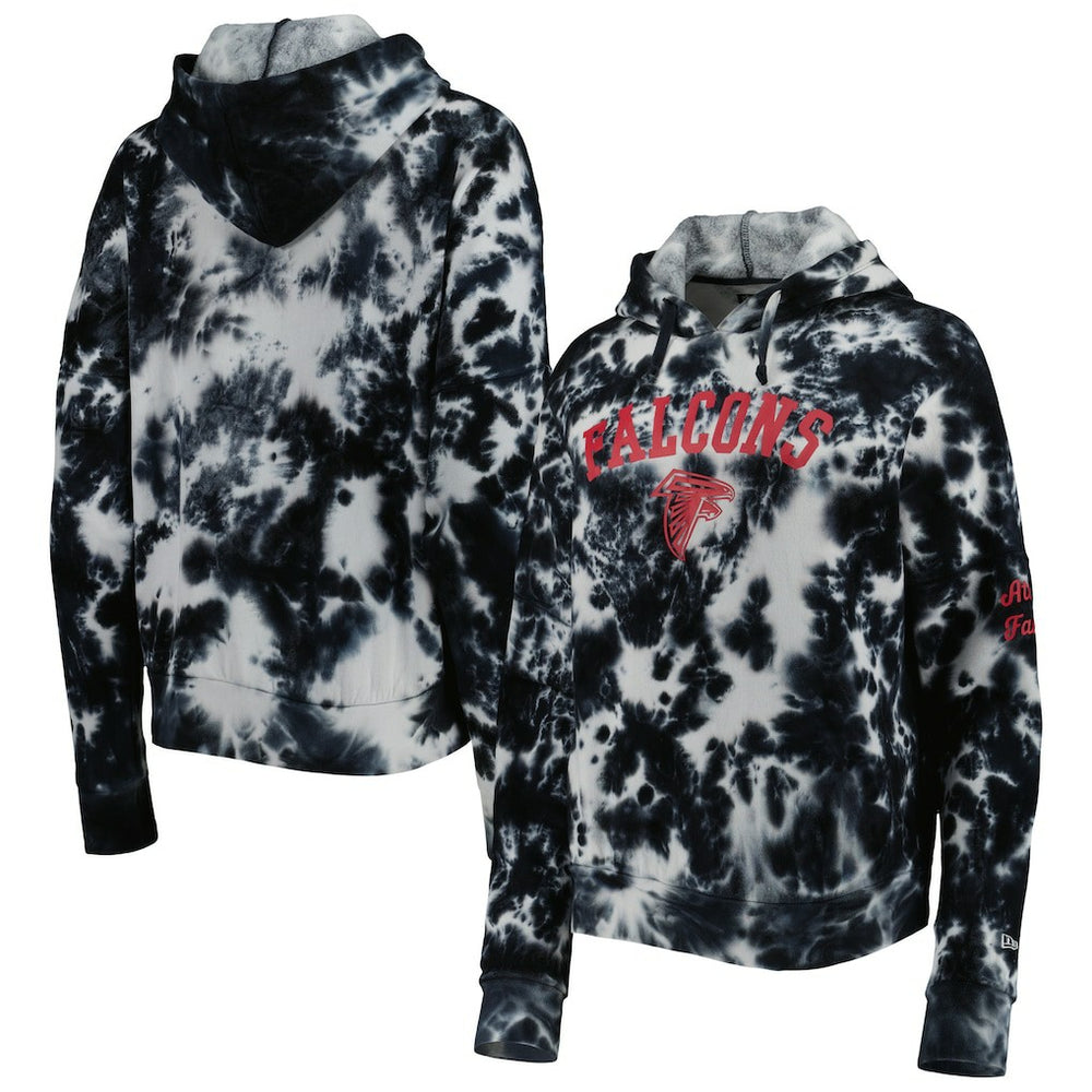 Atlanta Falcons New Era Women's Cloud Dye Fleece Pullover Hoodie - Black - NFL