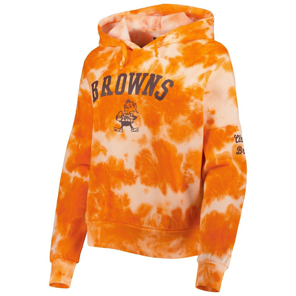 Cleveland Browns New Era Women's Cloud Dye Fleece Pullover Hoodie - Orange - NFL