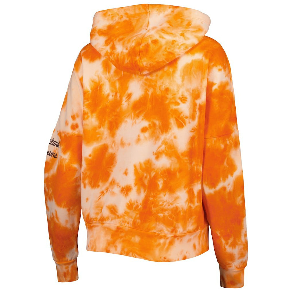 Cleveland Browns New Era Women's Cloud Dye Fleece Pullover Hoodie - Orange - NFL