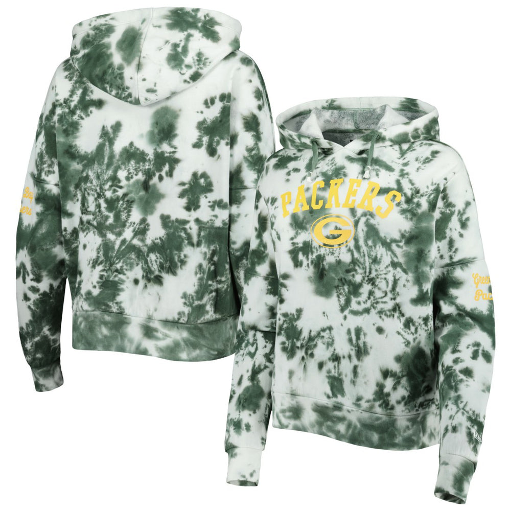 Green Bay Packers New Era Women's Cloud Dye Fleece Pullover Hoodie - Green - NFL