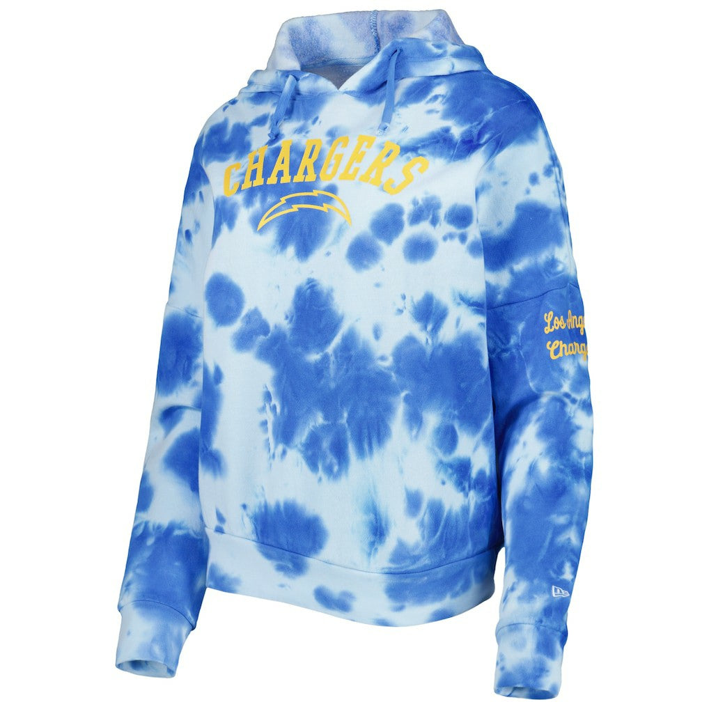 Los Angeles Chargers New Era Women's Cloud Dye Fleece Pullover Hoodie - Powder Blue - NFL
