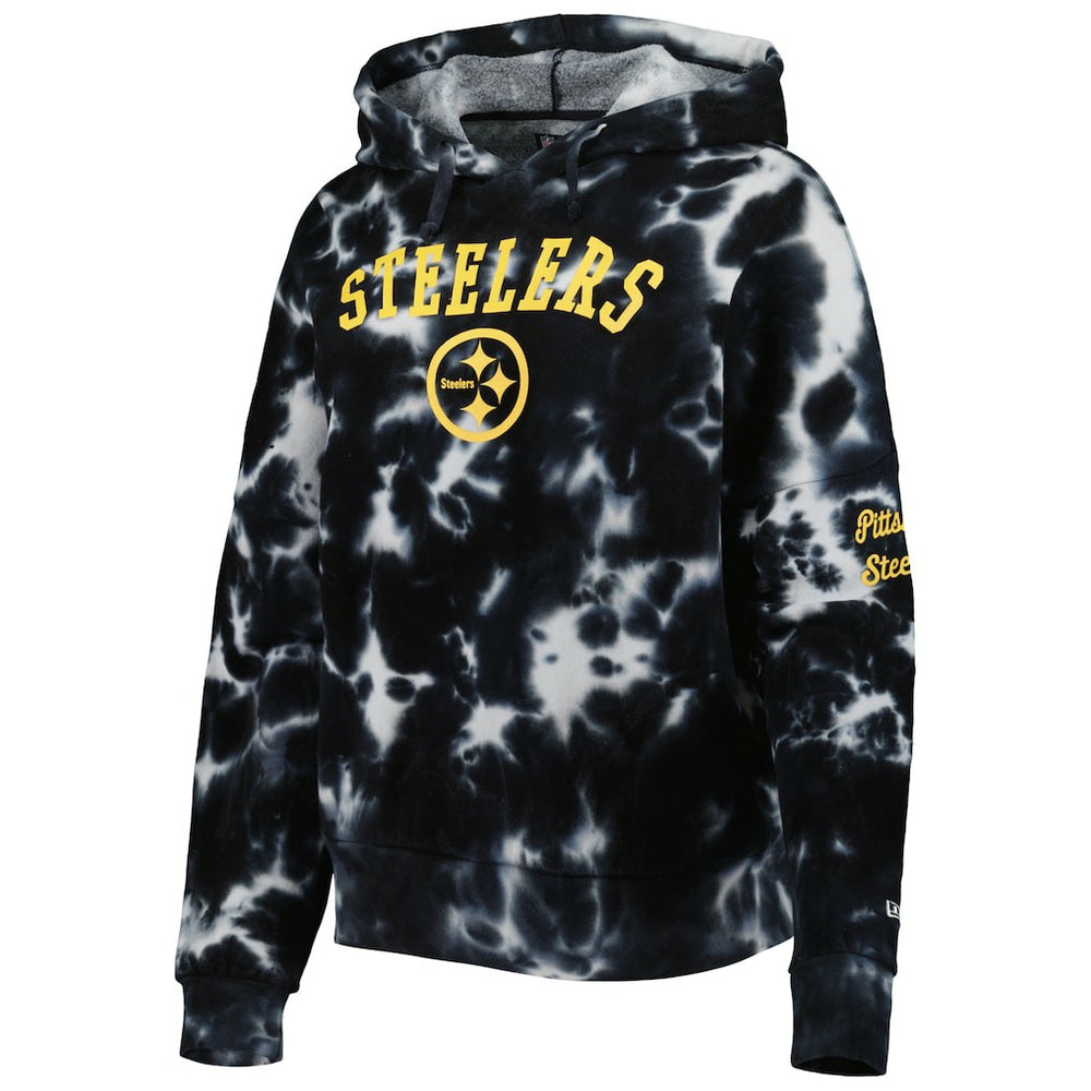 Pittsburgh Steelers New Era Women's Cloud Dye Fleece Pullover Hoodie - Black - NFL