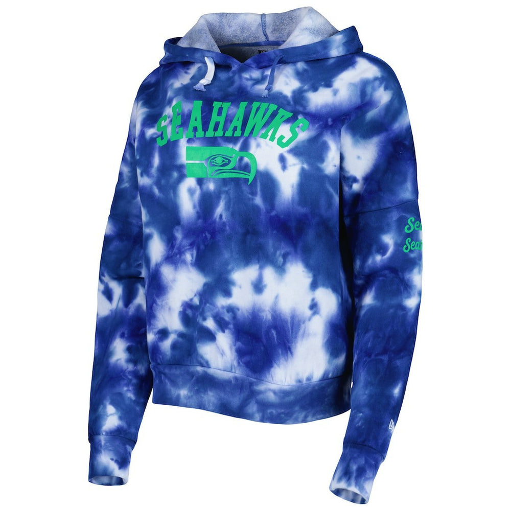 Seattle Seahawks New Era Women's Cloud Dye Fleece Pullover Hoodie - Royal - NFL