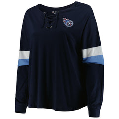 Tennessee Titans New Era Women's Plus Size Athletic Varsity Lace-Up V-Neck Long Sleeve T-Shirt - Navy - NFL
