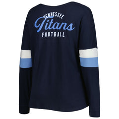 Tennessee Titans New Era Women's Plus Size Athletic Varsity Lace-Up V-Neck Long Sleeve T-Shirt - Navy - NFL