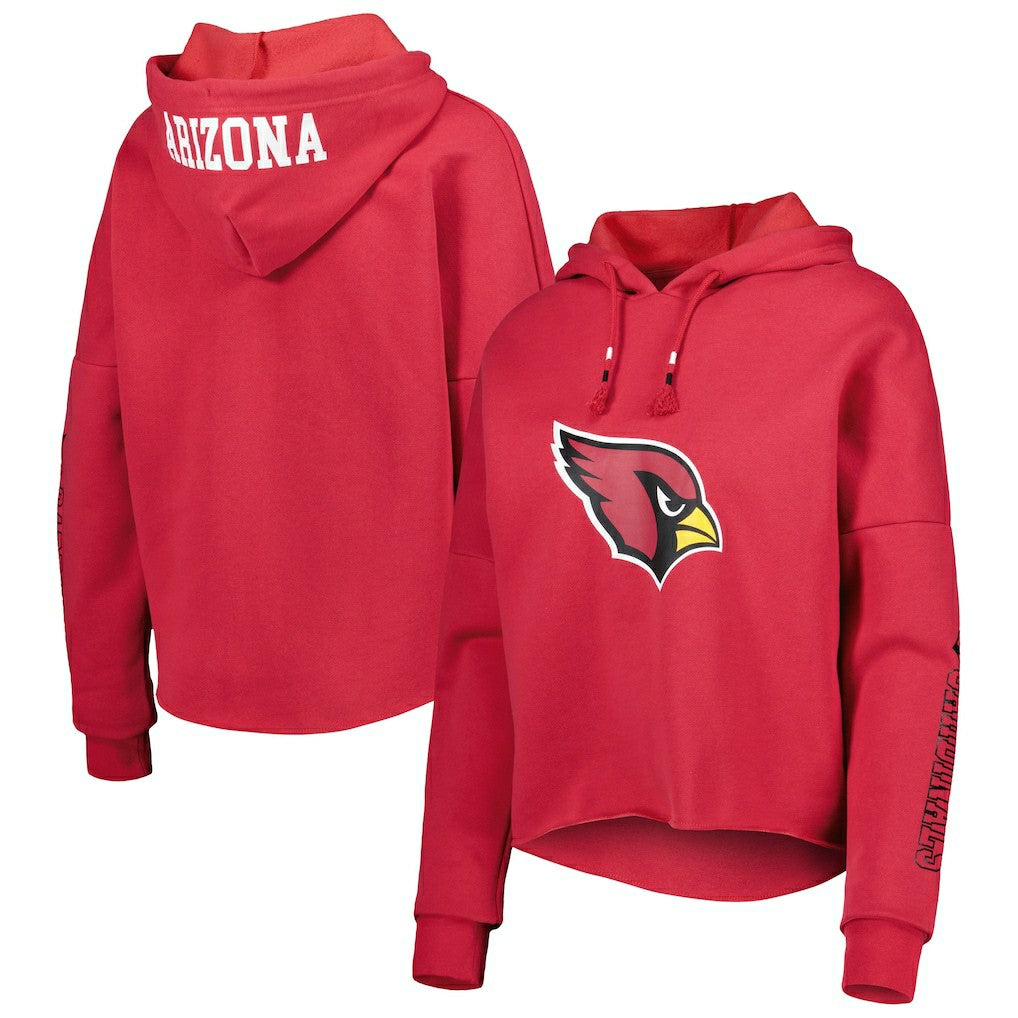 Arizona Cardinals New Era Women's Foil Sleeve Pullover Hoodie - Cardinal - NFL