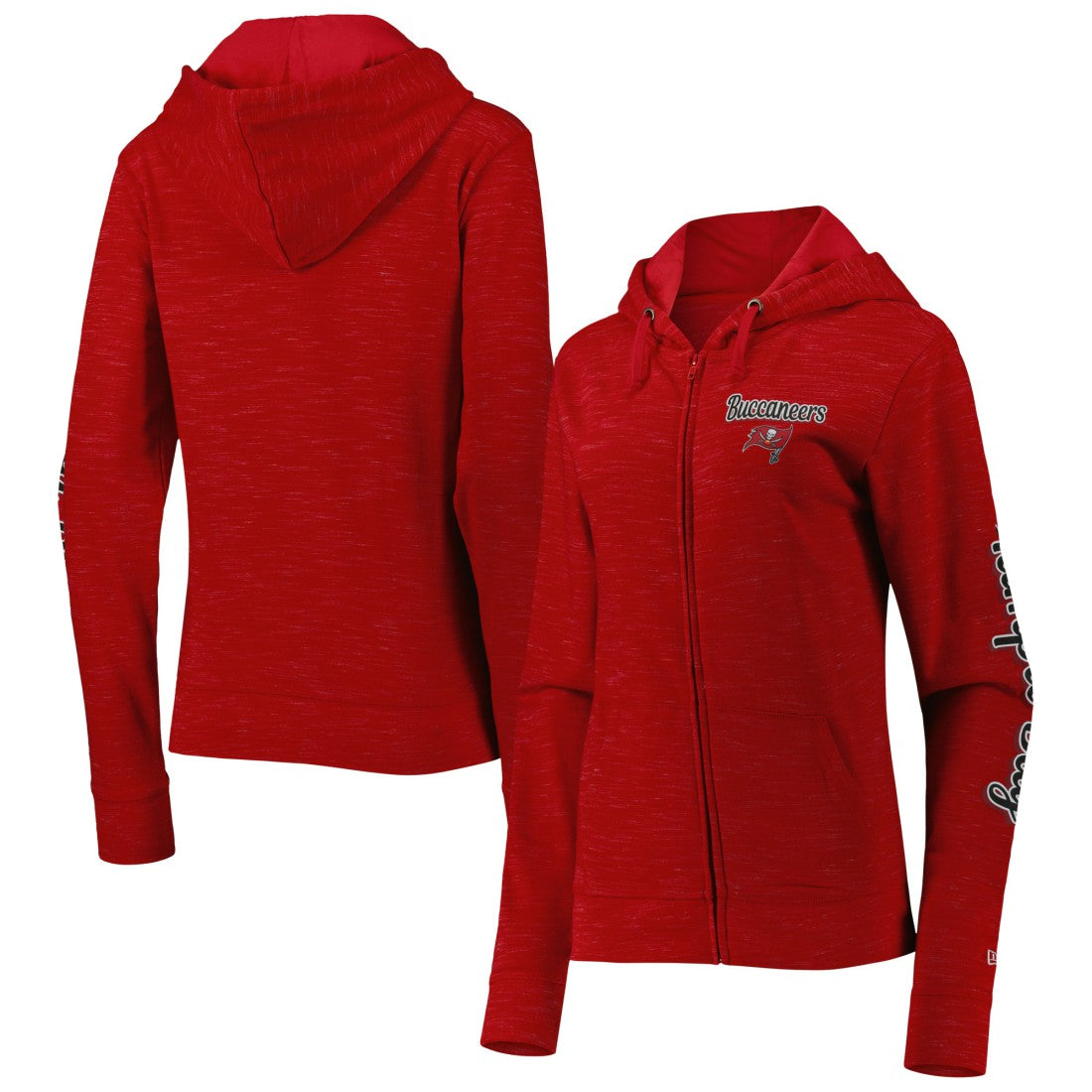 Tampa Bay Buccaneers New Era Women's Reverse Space-Dye Full-Zip Hoodie - Red - NFL
