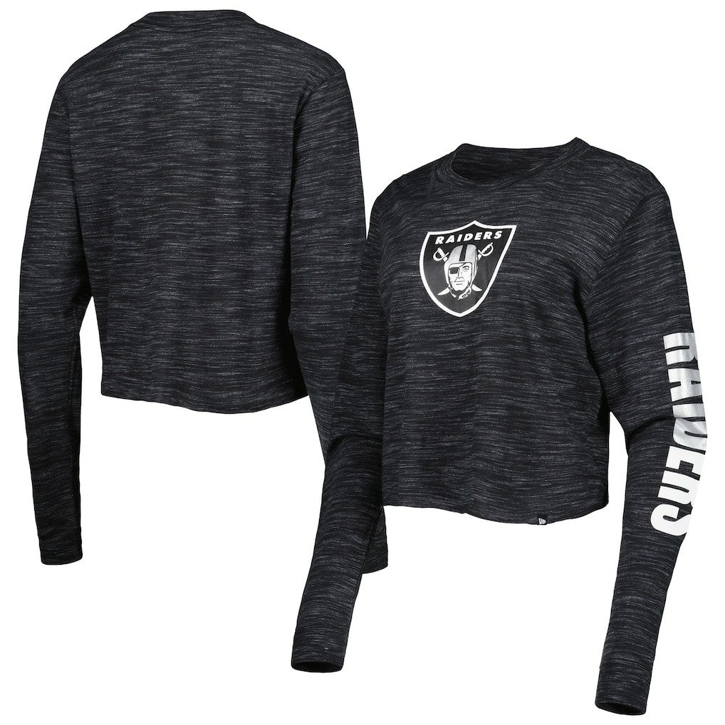 Las Vegas Raiders New Era Women's Crop Long Sleeve T-Shirt - Black - NFL