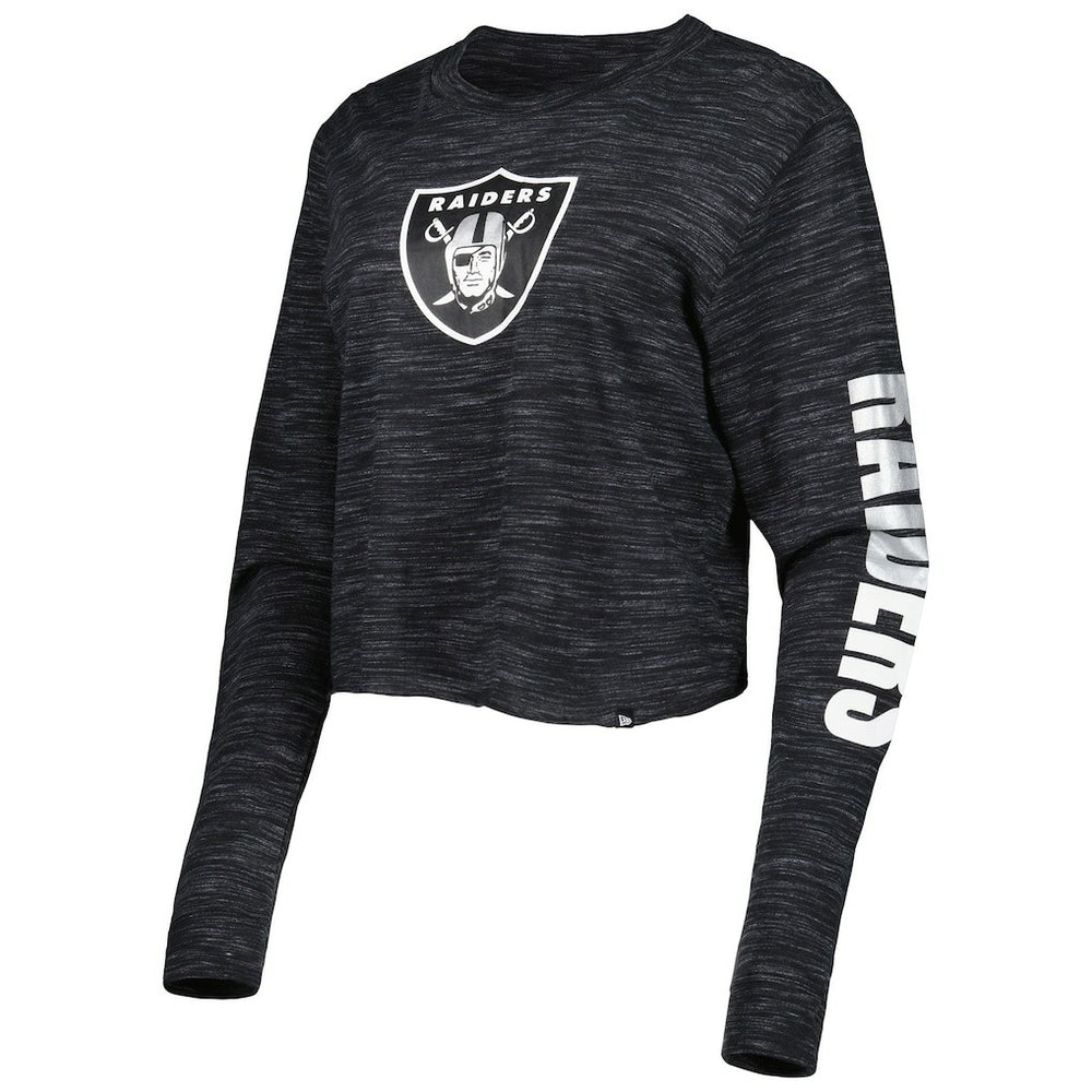 Las Vegas Raiders New Era Women's Crop Long Sleeve T-Shirt - Black - NFL