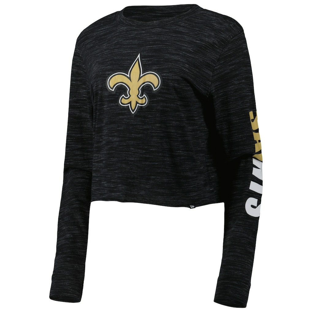 New Orleans Saints New Era Women's Crop Long Sleeve T-Shirt - Black - NFL
