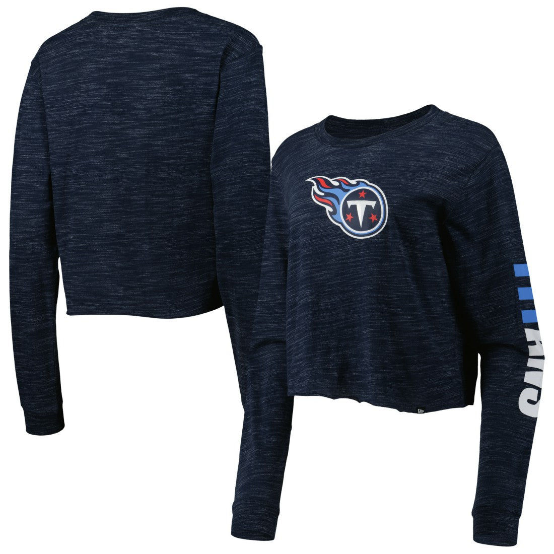 Tennessee Titans New Era Women's Crop Long Sleeve T-Shirt - Navy - NFL