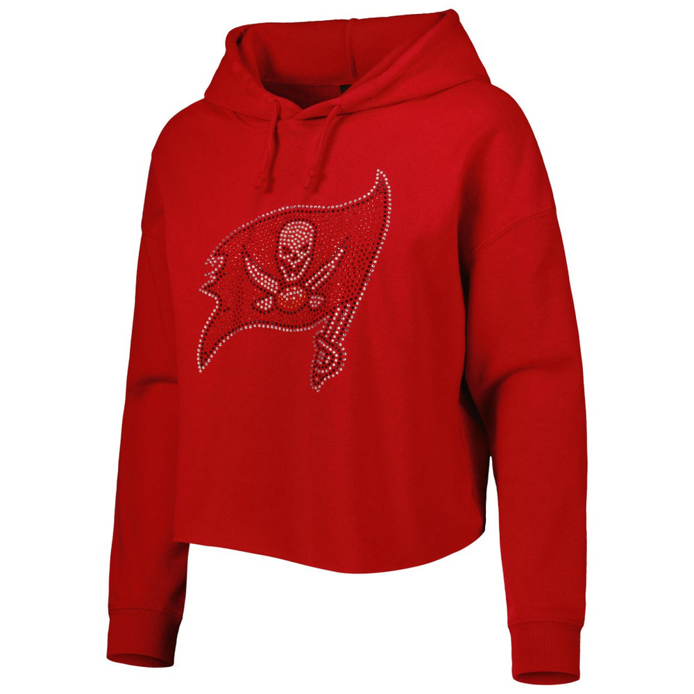 Tampa Bay Buccaneers Cuce Women's Crystal Logo Cropped Pullover Hoodie - Red - NFL