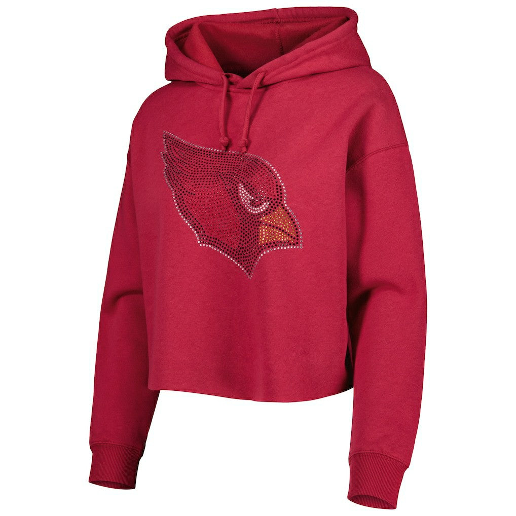 Arizona Cardinals Cuce Women's Crystal Logo Cropped Pullover Hoodie - Cardinal - NFL