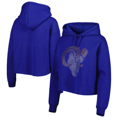 Los Angeles Rams Cuce Women's Crystal Logo Cropped Pullover Hoodie - Royal - NFL