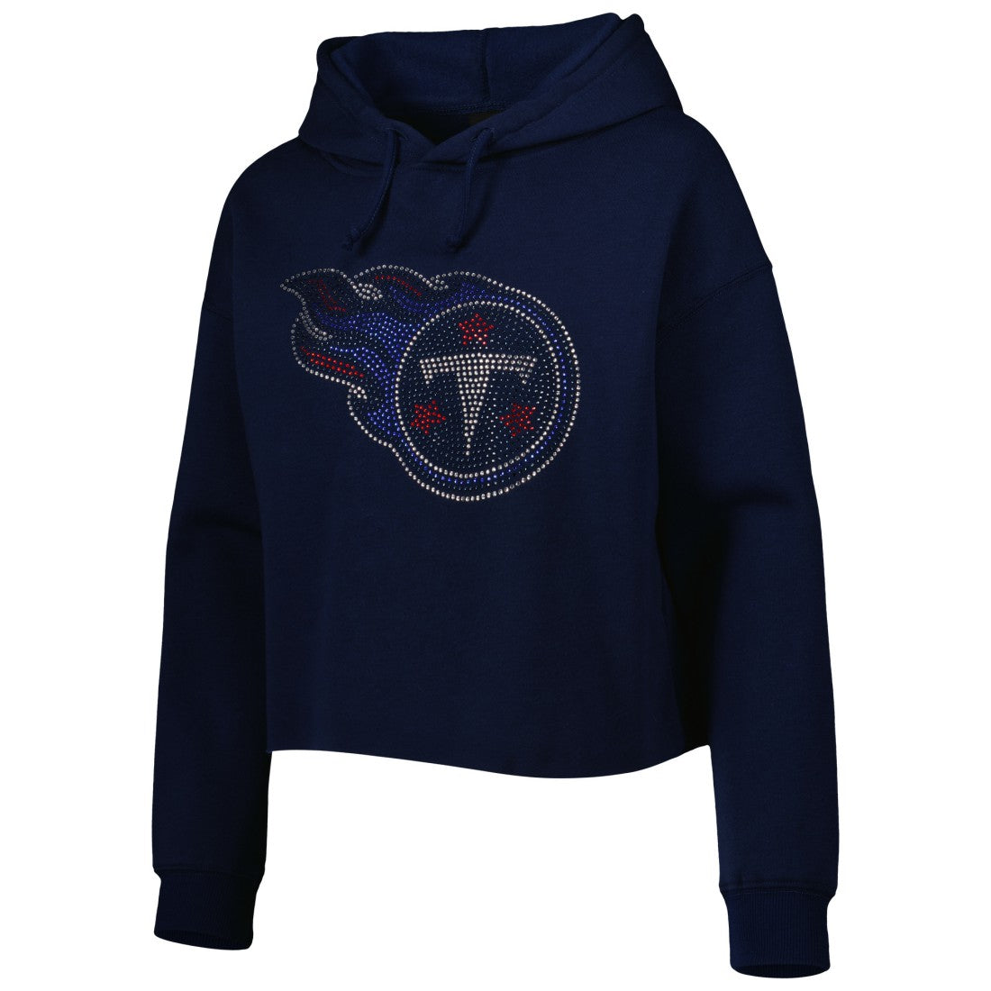 Tennessee Titans Cuce Women's Crystal Logo Cropped Pullover Hoodie - Navy - NFL
