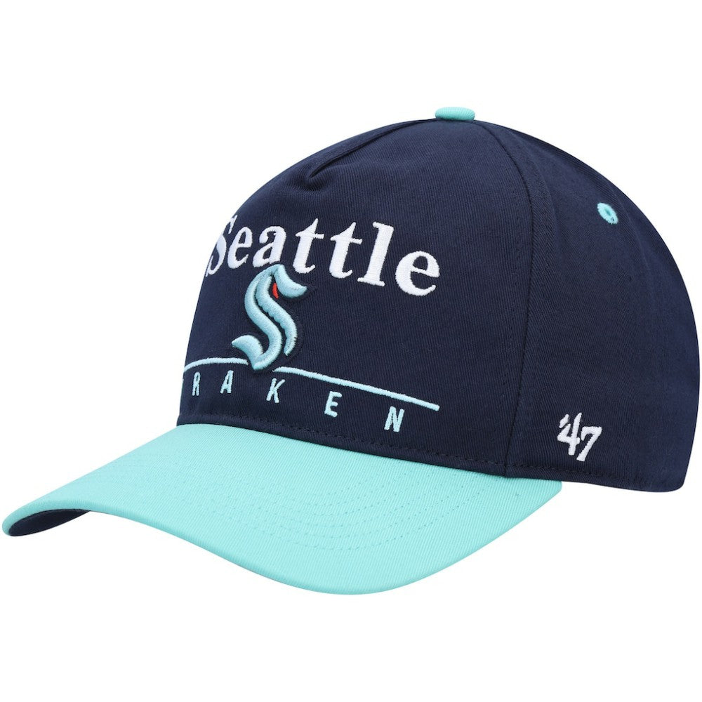 Seattle Kraken '47 Super Hitch Adjustable Snapback Hat - Deep Sea Blue/Light Blue | 47 brand Lifestyle
