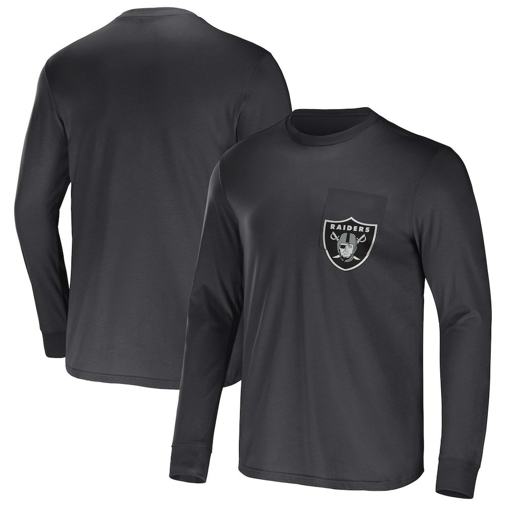 Las Vegas Raiders NFL x Darius Rucker Collection Team Long Sleeve Pocket T-Shirt - Charcoal - Fanatics