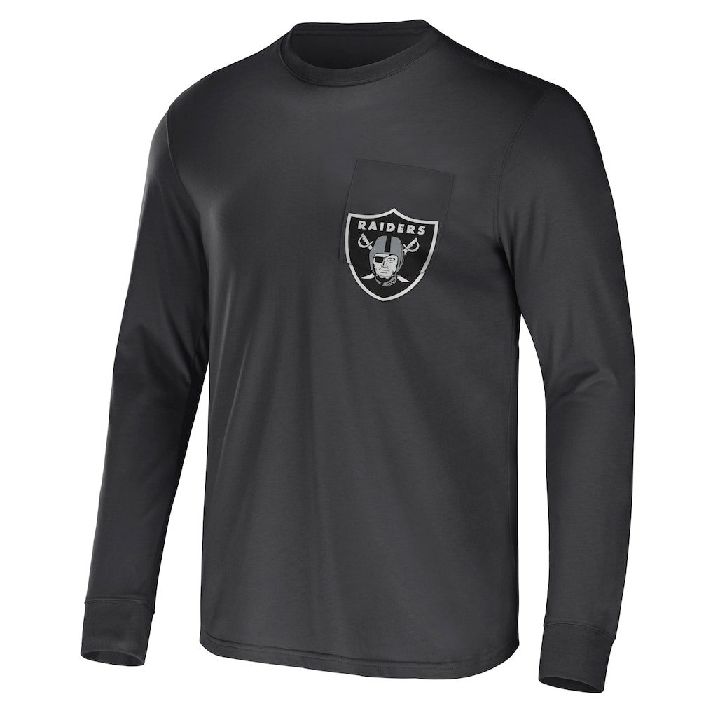 Las Vegas Raiders NFL x Darius Rucker Collection Team Long Sleeve Pocket T-Shirt - Charcoal - Fanatics