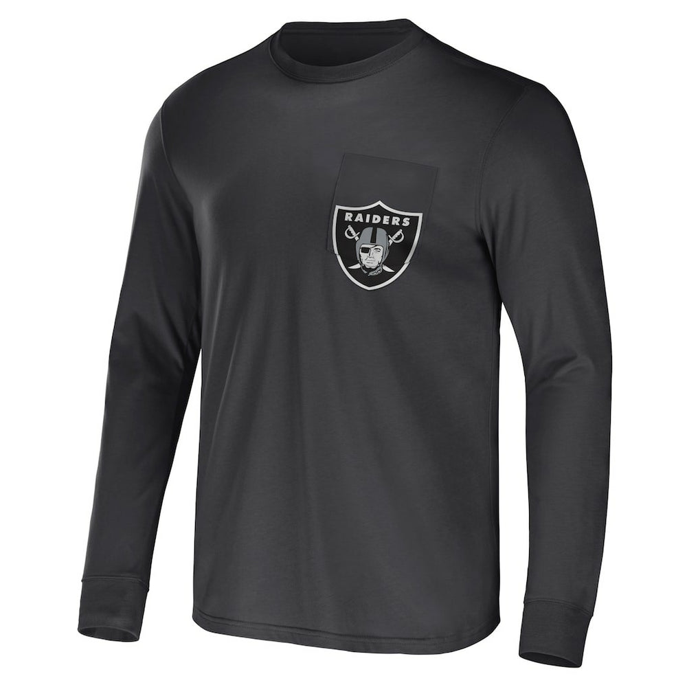 Las Vegas Raiders NFL x Darius Rucker Collection Team Long Sleeve Pocket T-Shirt - Charcoal - Fanatics