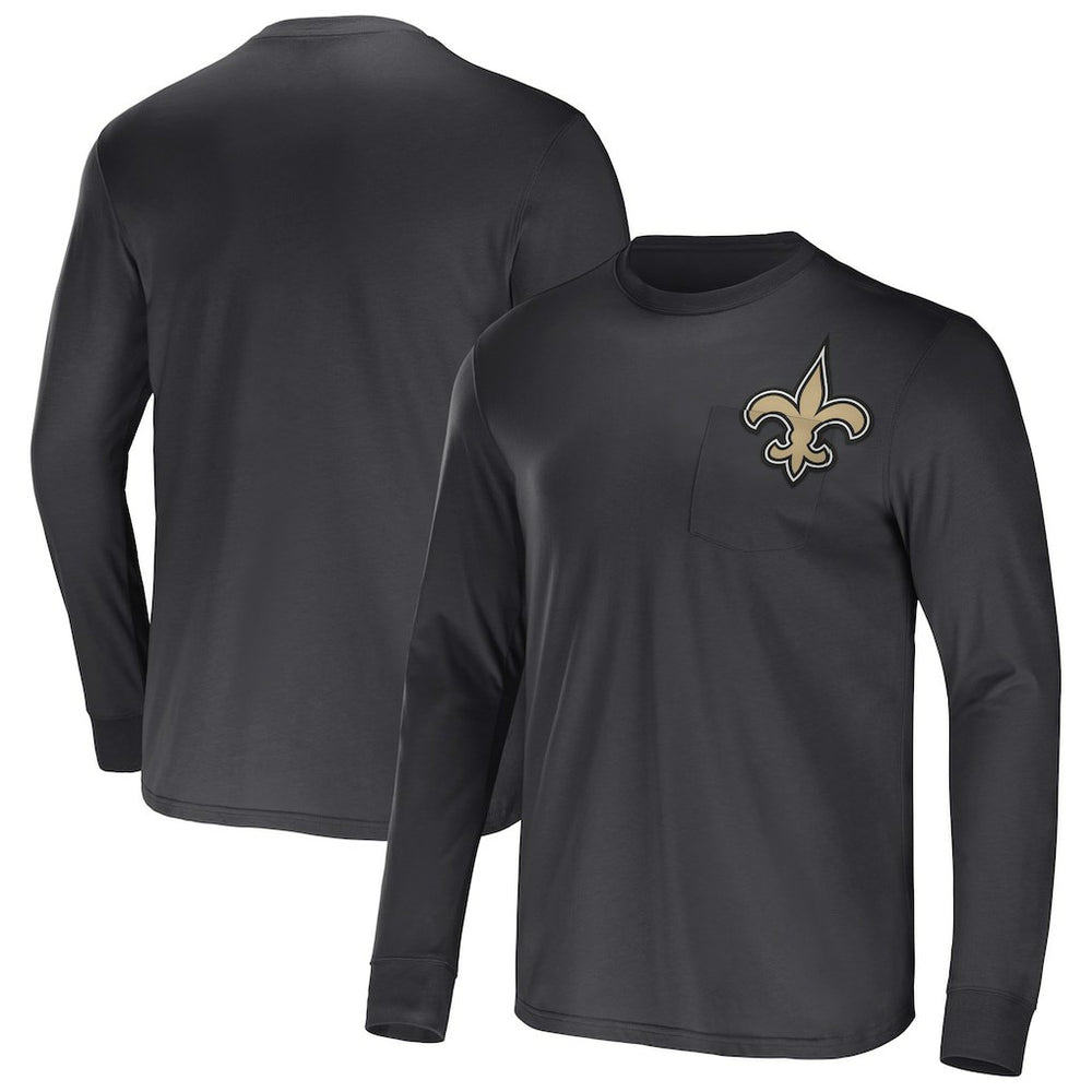 New Orleans Saints NFL x Darius Rucker Collection Team Long Sleeve Pocket T-Shirt - Black - Fanatics