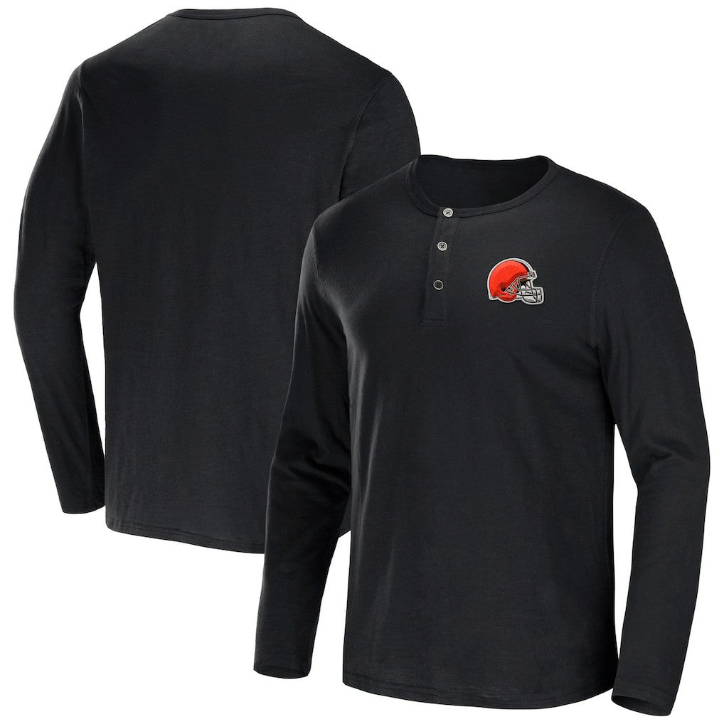 Cleveland Browns NFL x Darius Rucker Collection Slub Jersey Henley Long Sleeve T-Shirt - Black - Fanatics