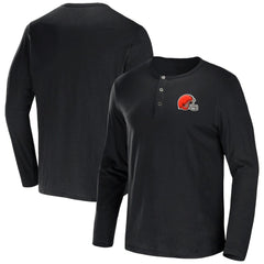 Cleveland Browns NFL x Darius Rucker Collection Slub Jersey Henley Long Sleeve T-Shirt - Black - Fanatics